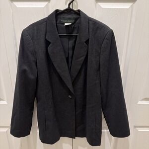 Harve Benard by Benard Holtzman Women's Size 16 One Button Blazer 100% Wool Gray